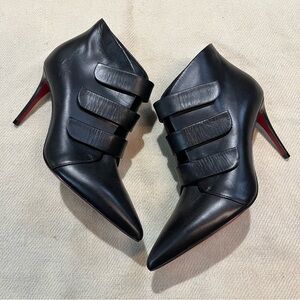Christian Louboutin Black Calfskin Triniboot Booties 100mm EU 35